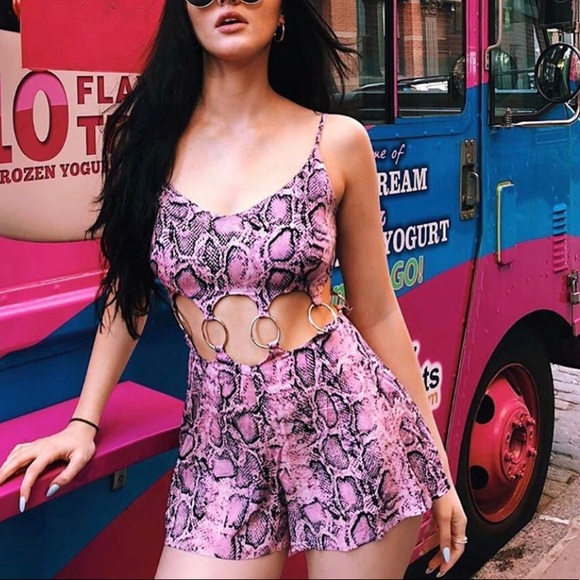 pink snakeskin romper
